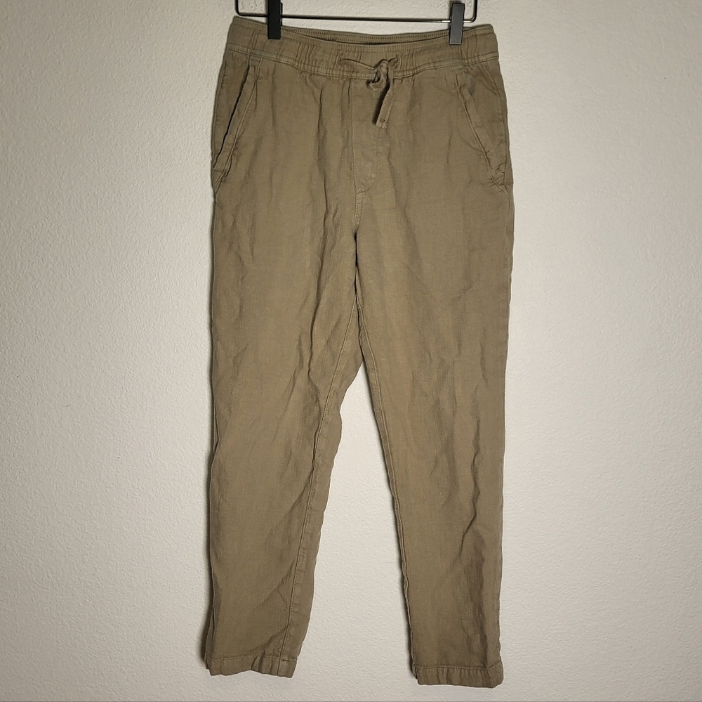 Zara Linen Style Khaki Cotton Joggers size Small